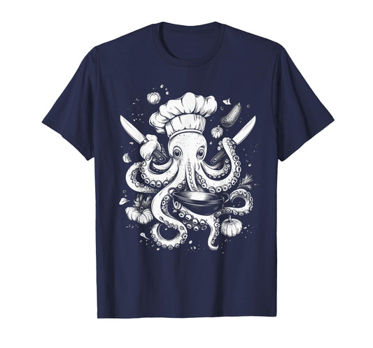 Chef Octopus Funny Cooking Kraken Sous Chef Cook T-Shirt