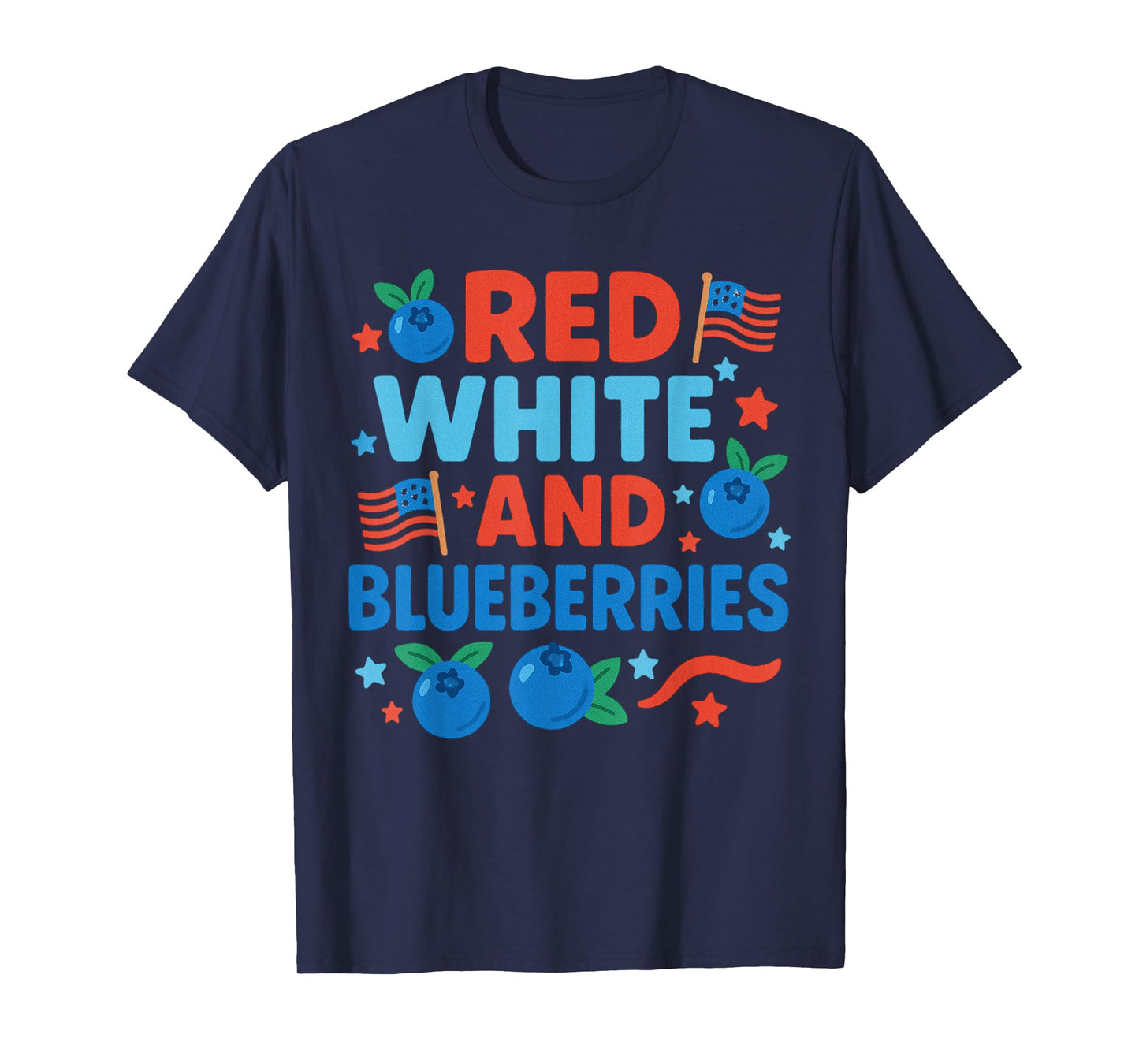 Red White & Blueberries Coquette Flag Bow T-Shirt