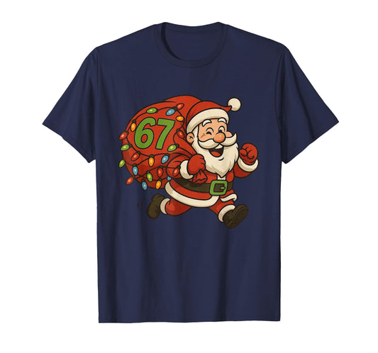 67 Christmas Funny Six Seven Meme Brainrot Santa Claus Boys T-Shirt