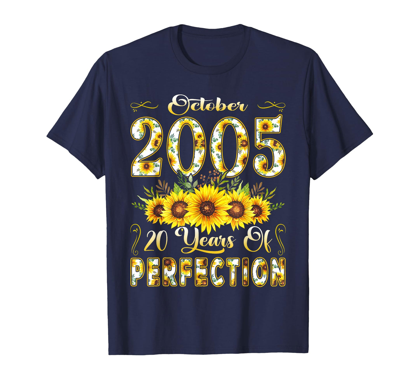 20 Year Old October 2005 Sunflower 20th Birthday Women T-Shirt