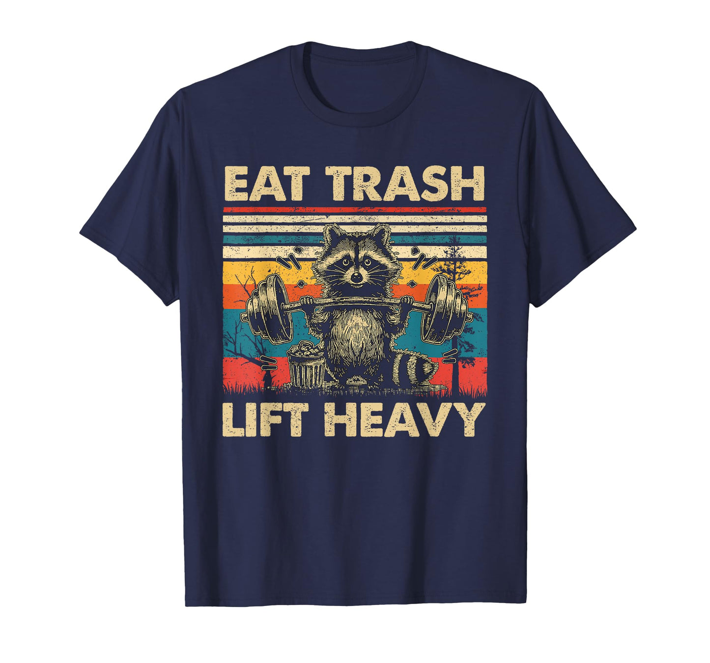 Funny Raccoon Shirt Lift Heavy Eat Trash Raccoon Weightlifting Gym T-Shirt, Unisex-Adults, Black, Small, Short Sleeve, T-Shirt