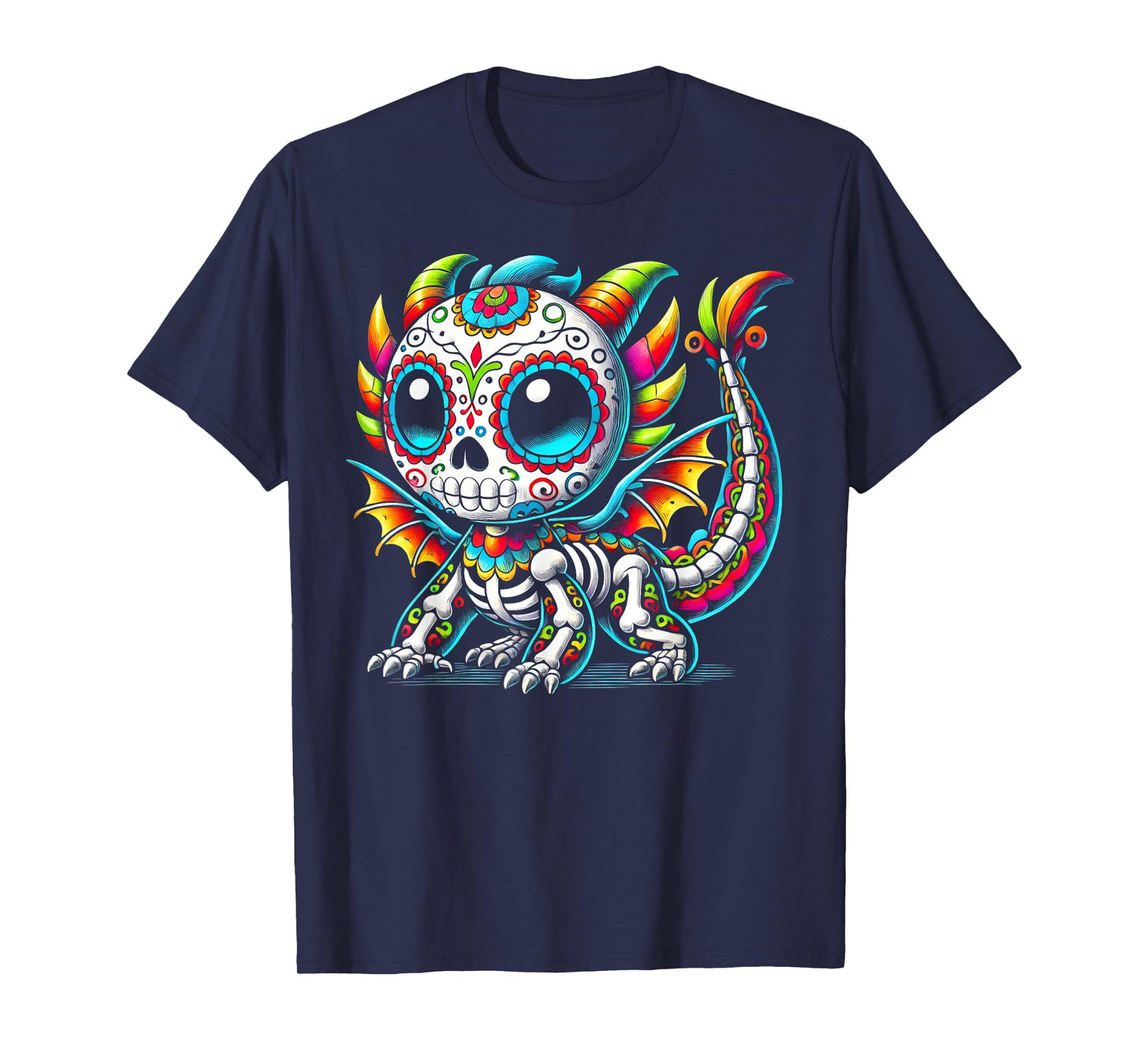 Day of the Dead Sugar Skull Dragon Skeleton Fantasy Lovers T-Shirt