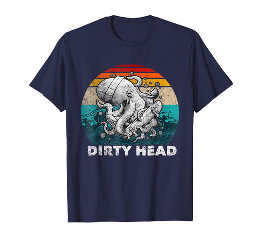 Vintage Dirty Octopus Heads With Skateboard Music Lover T-Shirt