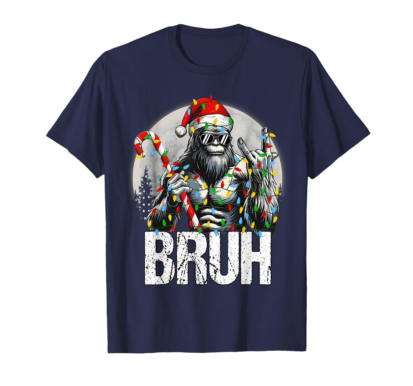 Bruh Santa Bigfoot Christmas Funny Sasquatch Xmas Mens Boys T-Shirt
