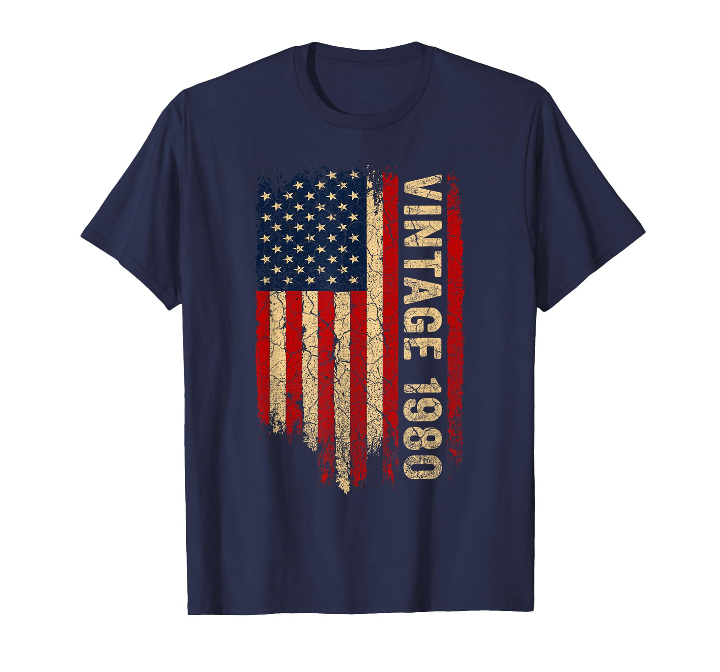 Vintage 1980 American Flag 45th Birthday 45 Years Old Men T-Shirt