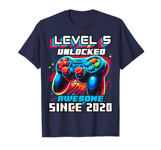 5th Birthday Boy Level 5 Gamer 5 Year Video Game Party T-Shirt