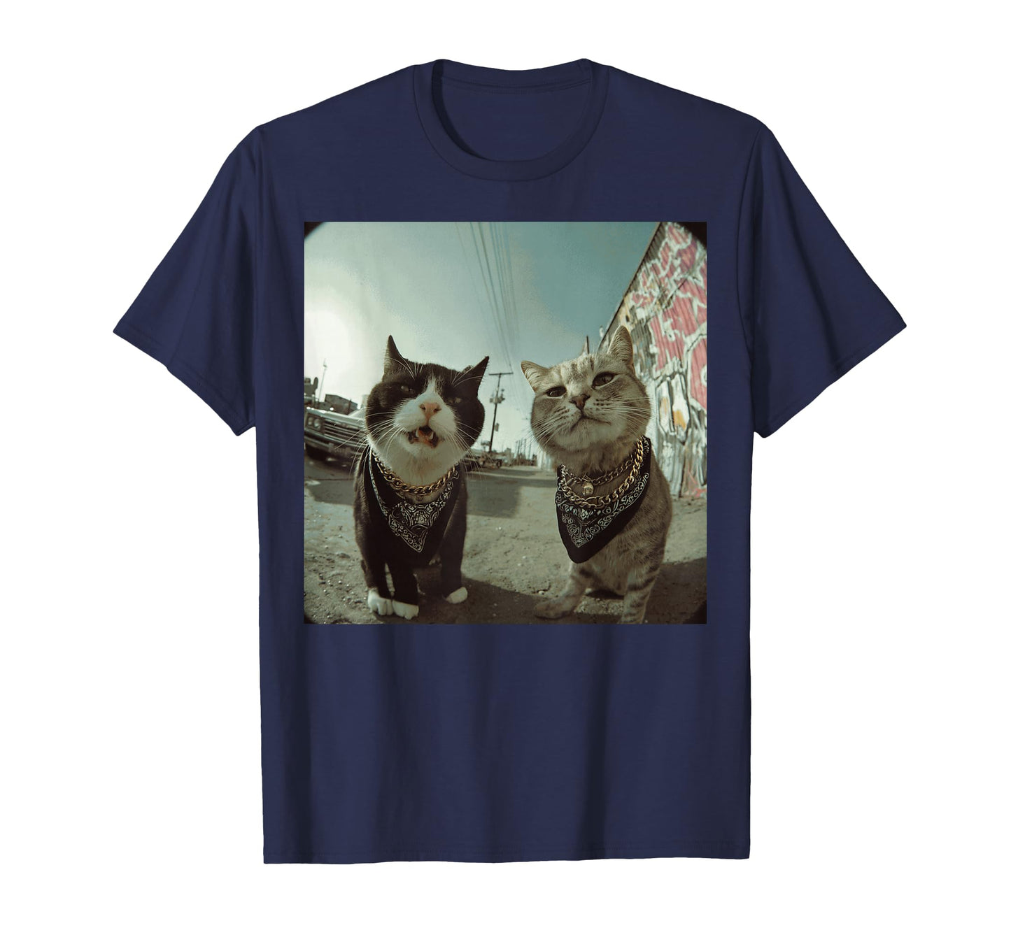 Funny Graphic Cat Gangster Funny T-Shirt