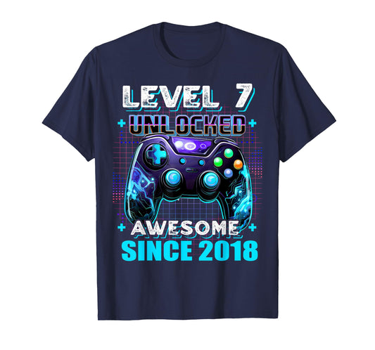 7th Birthday Boy Level 7 Gamer 7 Year Video Game Party T-Shirt