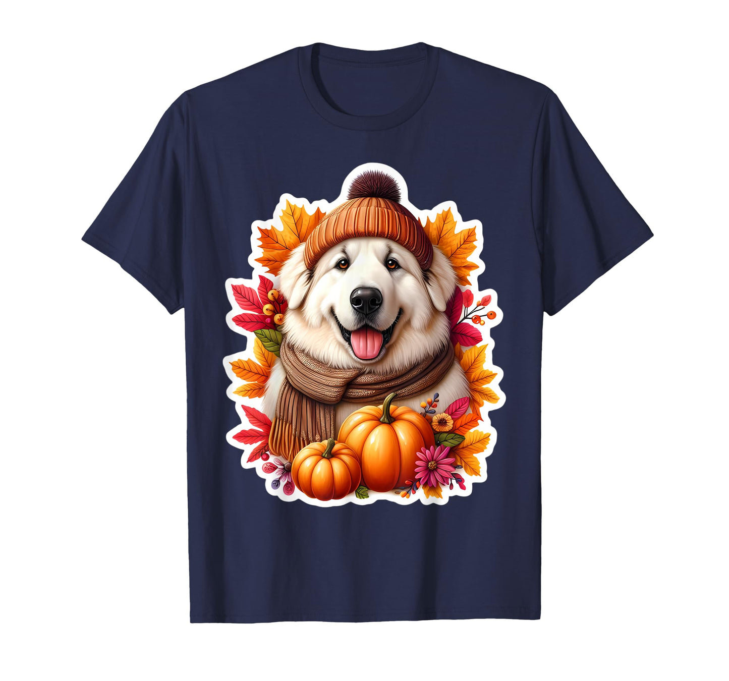 Autumn Fall Great Pyrenees Dog Owner Lover Pumpkin Vintage T-Shirt