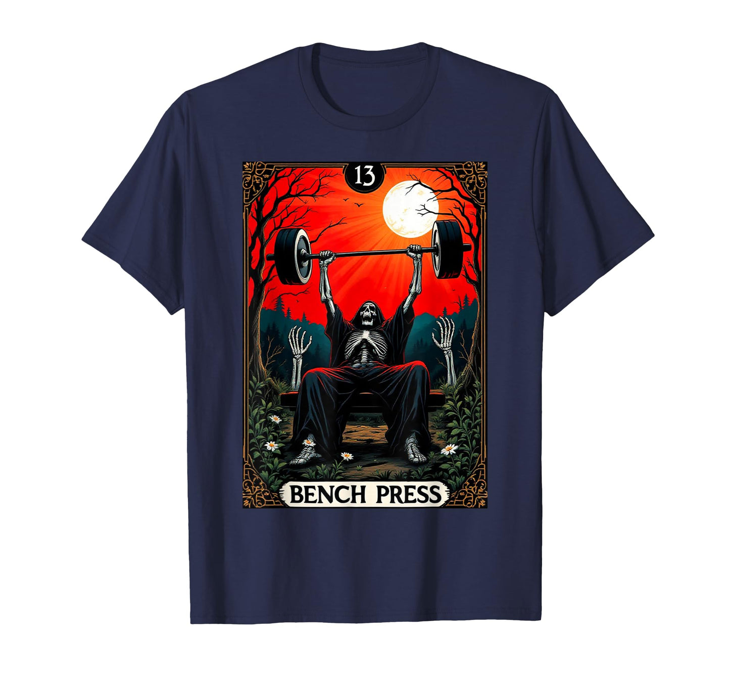 Funny Tarot Card Bench Press Gym Occult Workout Fitness T-Shirt