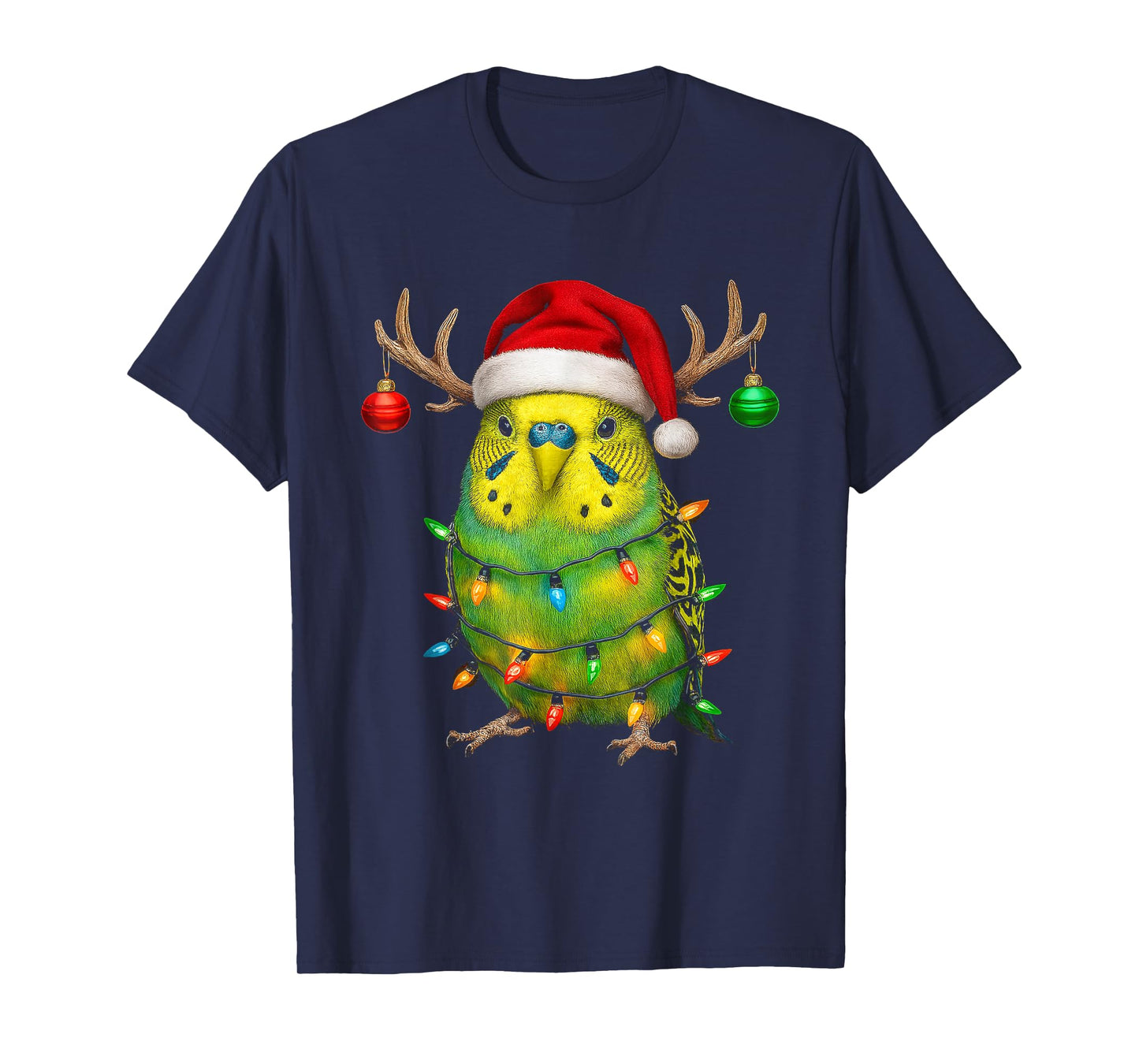 Parakeet Budgerigar Christmas Budgie Santa Hat Lover T-Shirt