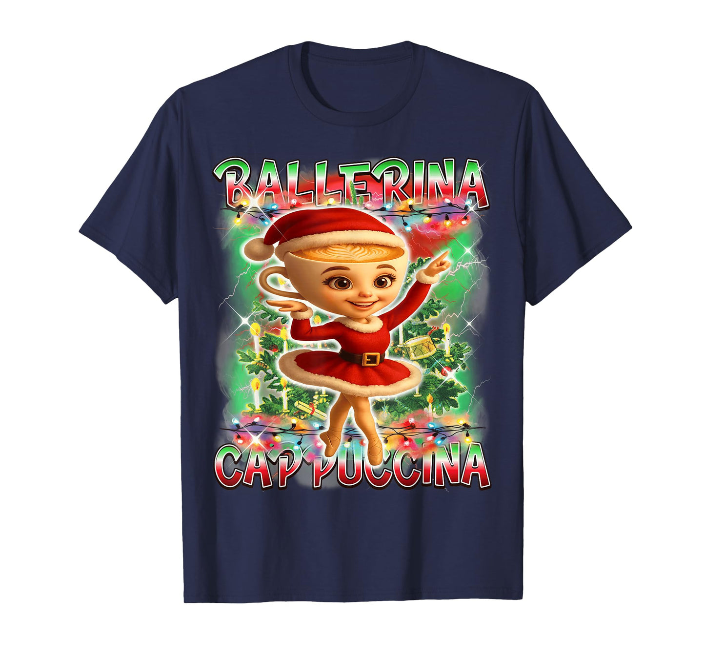 Ballerina Cappuccina Santa Claus Italian Brainrot Christmas T-Shirt