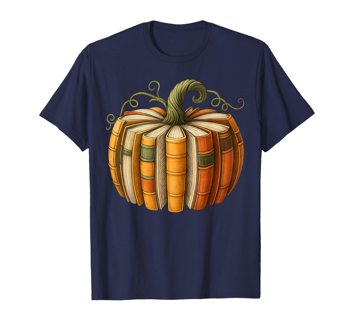 Fall Book Pumpkin Retro Reading Halloween Teacher T-Shirt