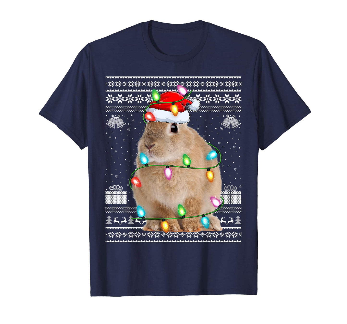 Bunny Rabbit Xmas Lights Ugly Christmas Sweater Pajamas T-Shirt