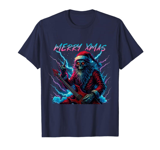 Hail Santa Pagan Happy Solstice Christmas Metal Rock Guitar T-Shirt