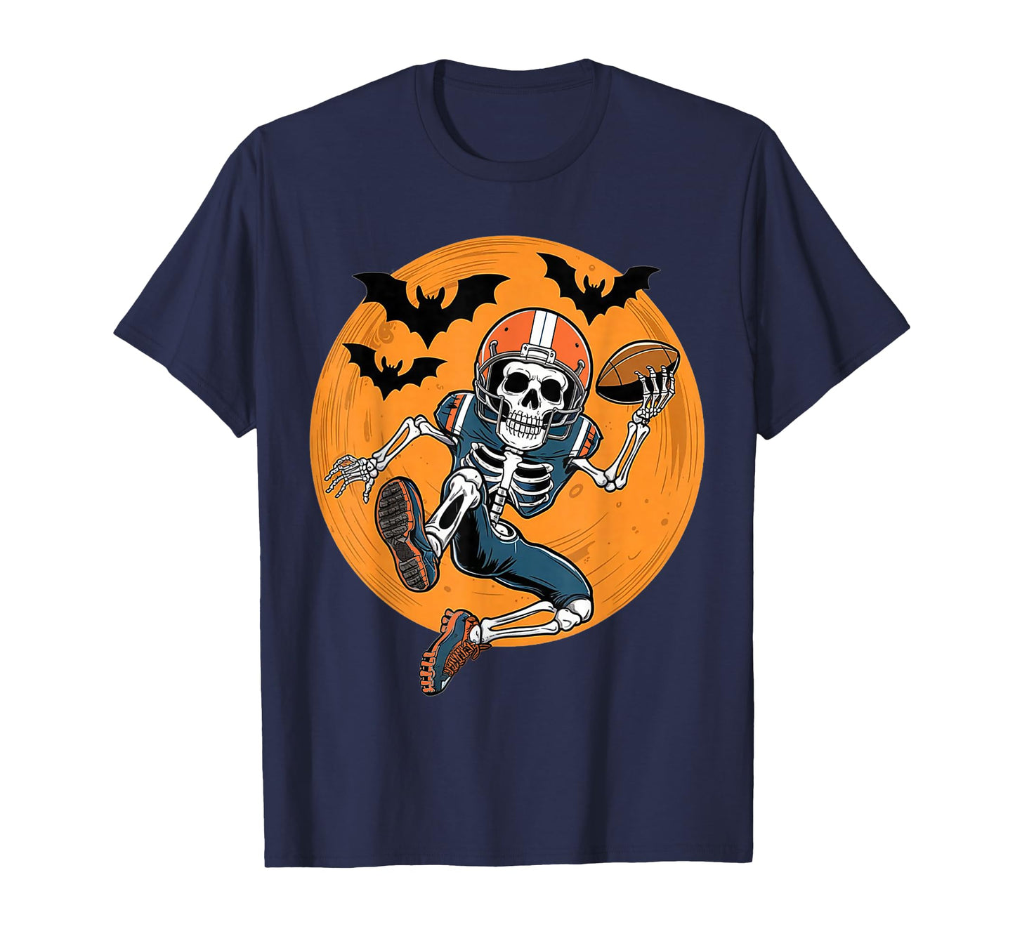 American Football Skeleton Halloween Sport Football Men Boy T-Shirt