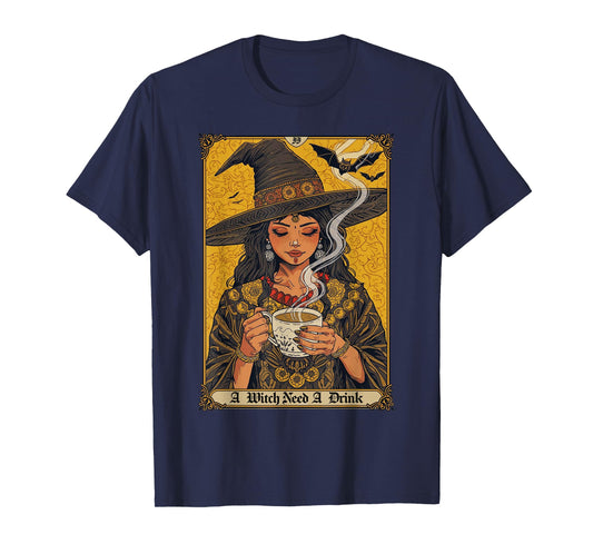 Vintage Halloween Witch Pumpkin Spice Latte Syrup Creamer T-Shirt
