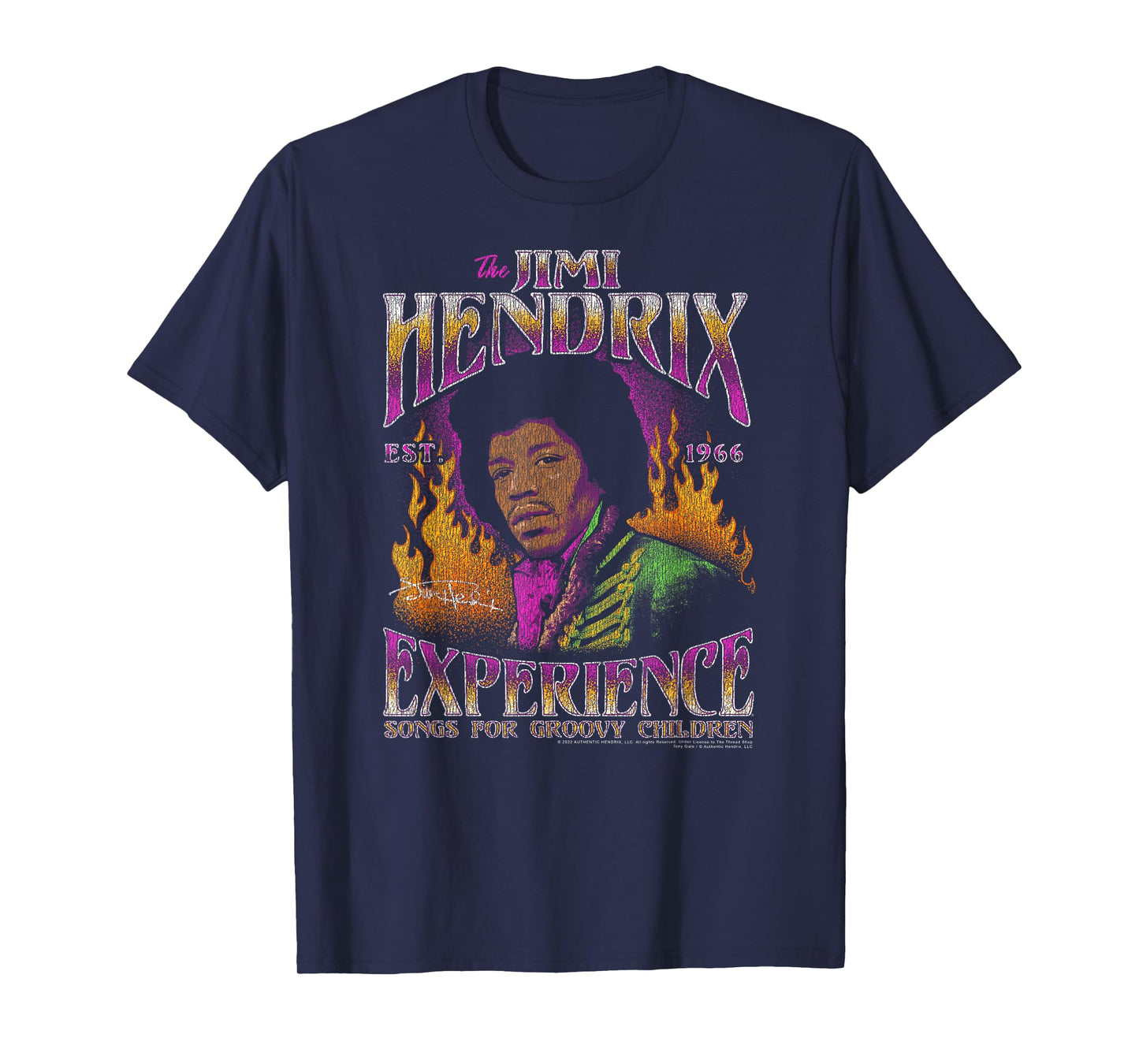 Jimi Hendrix Songs for Groovy Children Flames Vintage Band T-Shirt