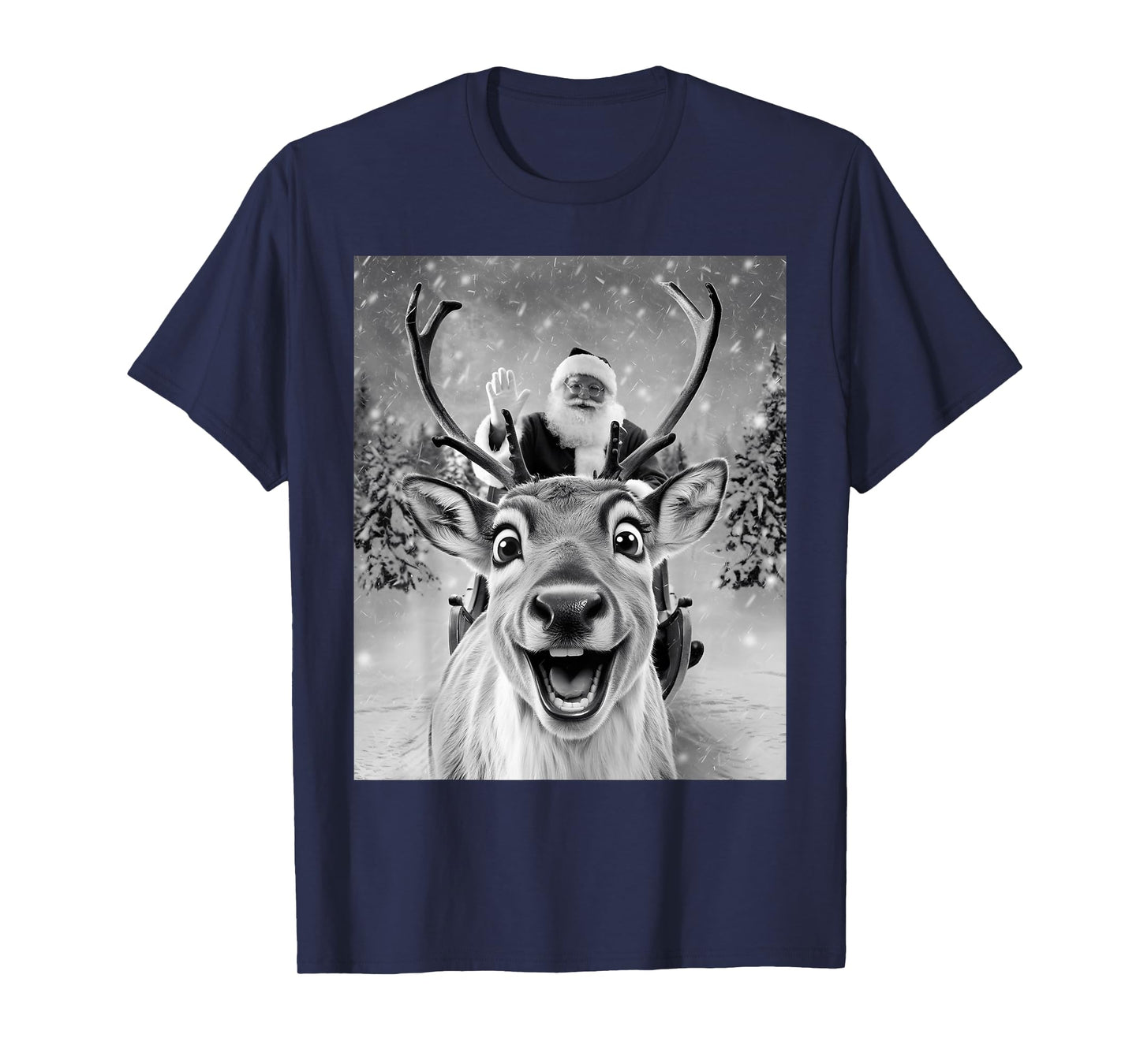 Funny Reindeer Selfie Santa Christmas Gifts Men Women Kid T-Shirt