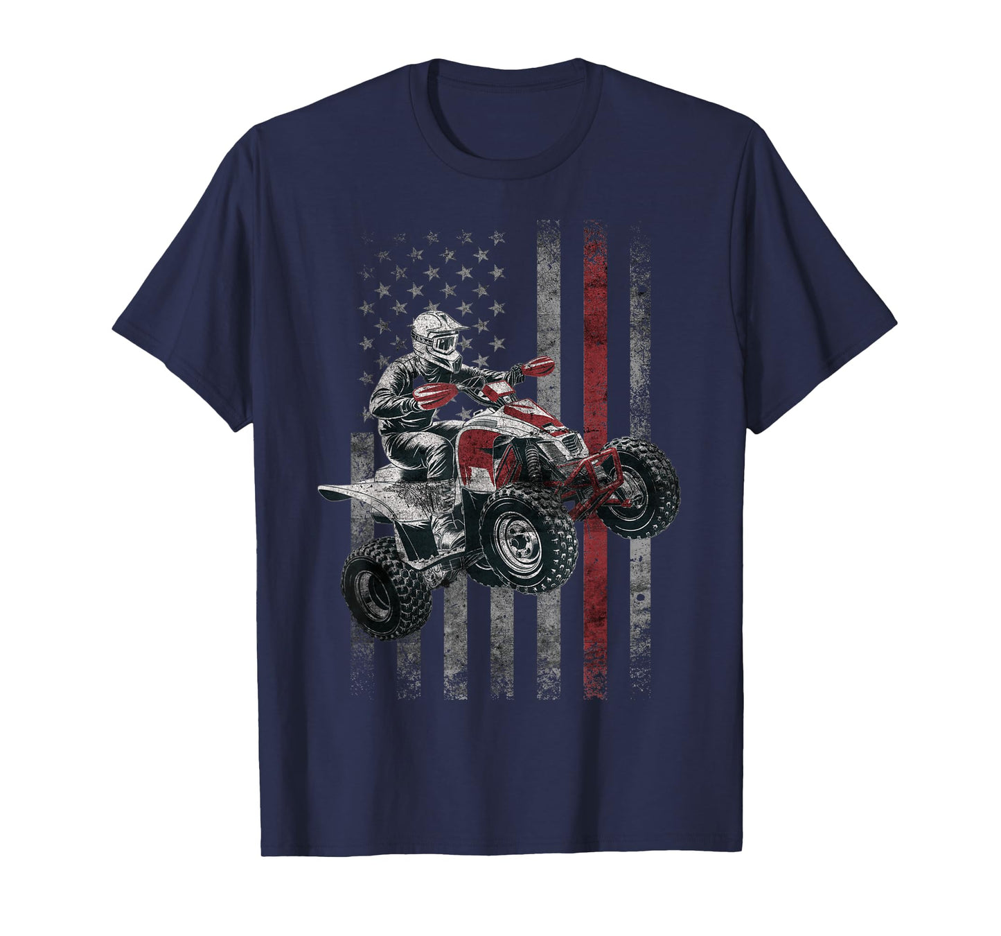 Vintage American Flag ATV Racing 4 Wheeler Dirt Bike ATV T-Shirt
