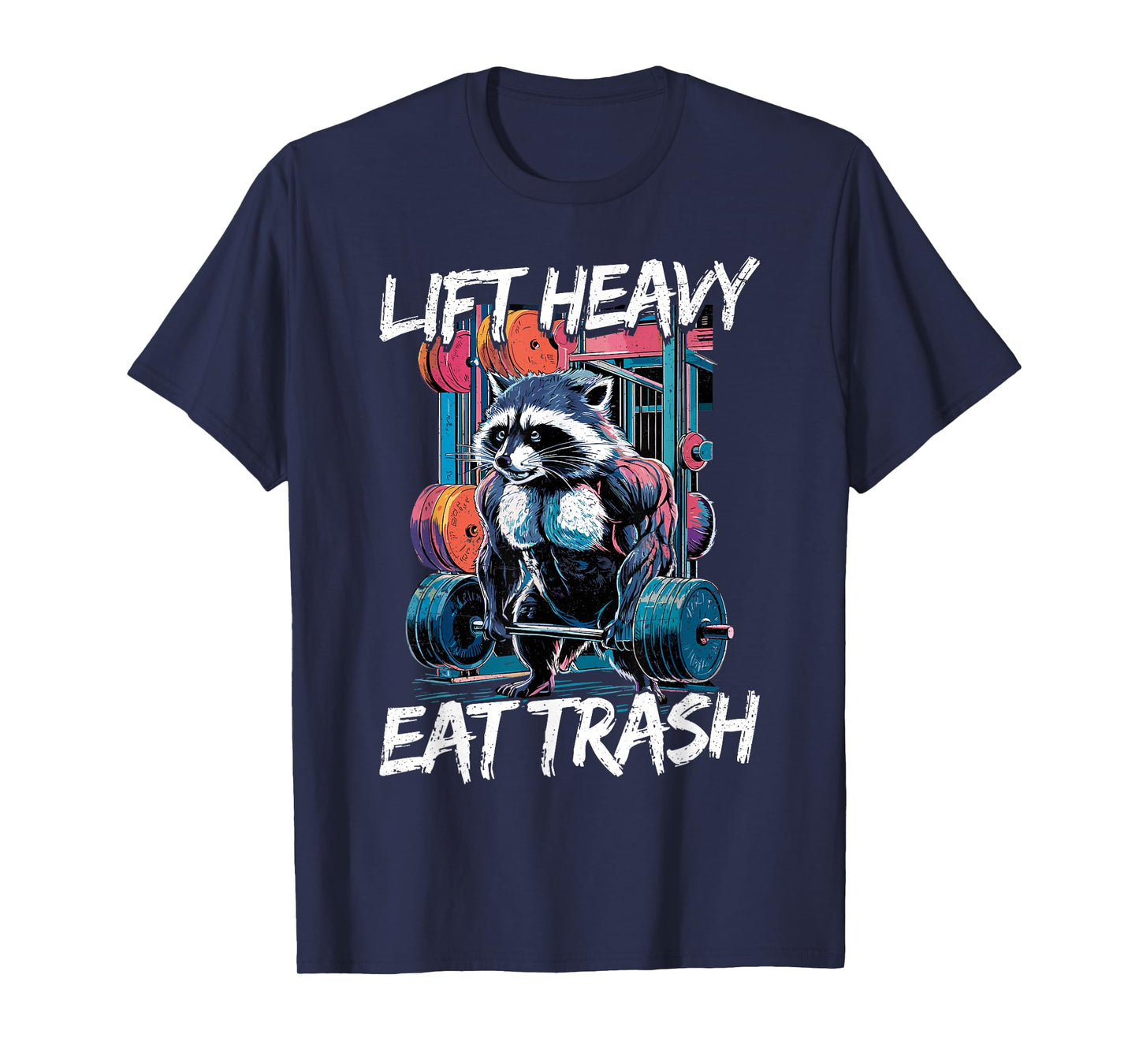 Lift Heavy Eat Trash Weightlifting Bodybuilding Gym Raccoon T-Shirt, Small, Black