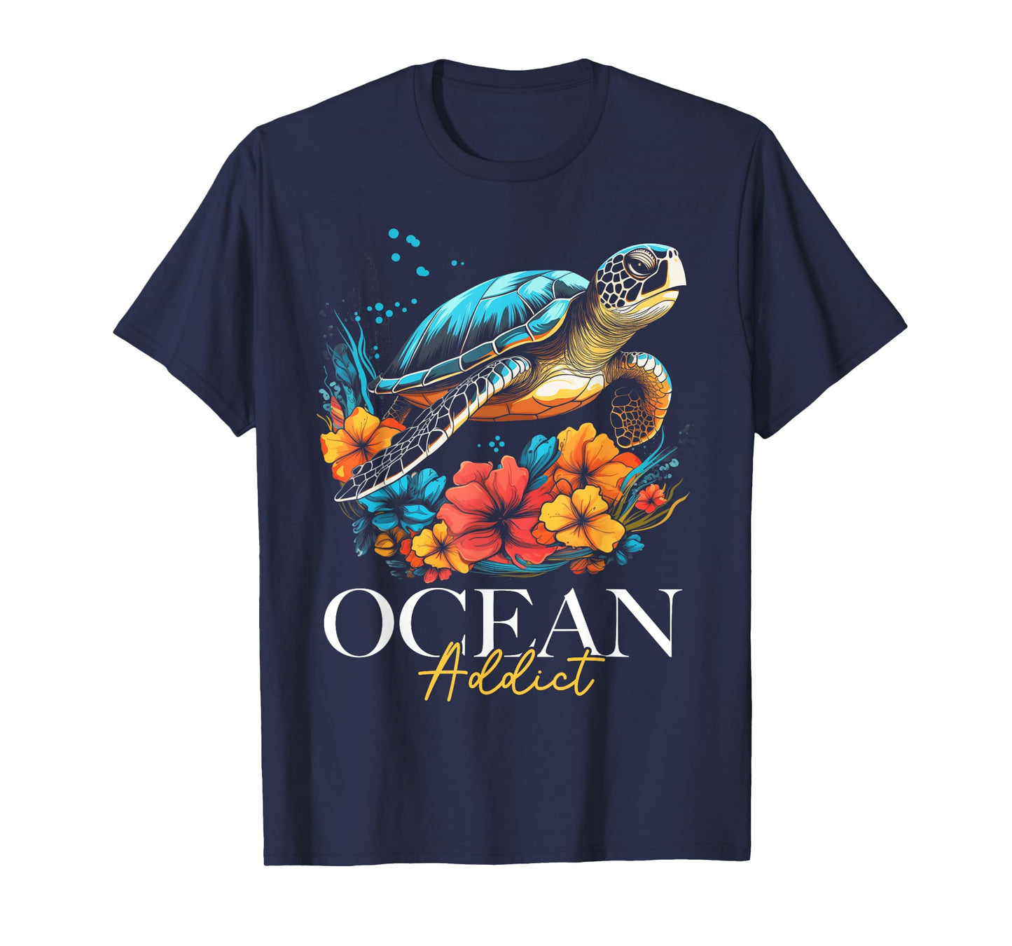 Sea Turtle Flowers Ocean Scuba Diving Diver Surfer Souvenir T-Shirt