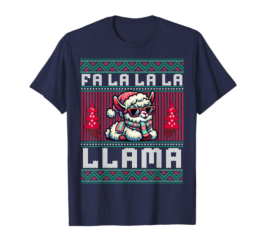 FA La La Llama Ugly Christmas Sweater Style T-Shirt