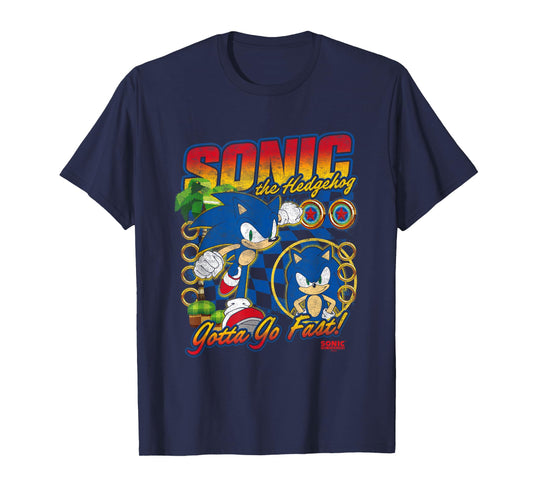Sonic The Hedgehog Gotta Go Fast Distressed Portrait T-Shirt