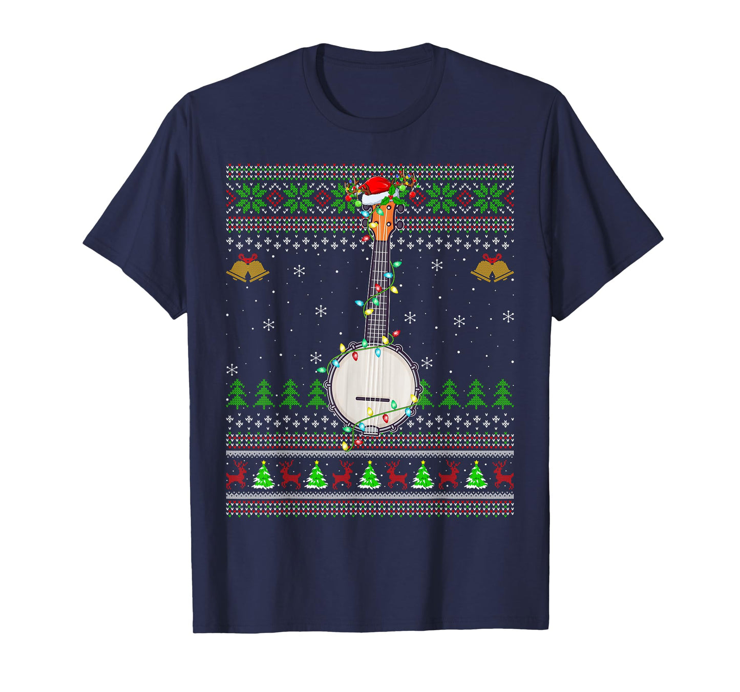 Banjo Ugly Christmas Sweaters Banjo Music Lover Xmas T-Shirt