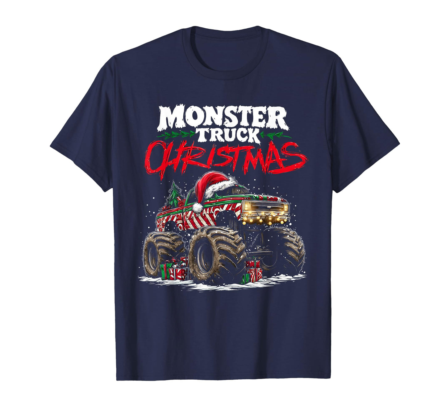 Monster Truck Holiday Snow Festive Winter Artwork T-Shirt