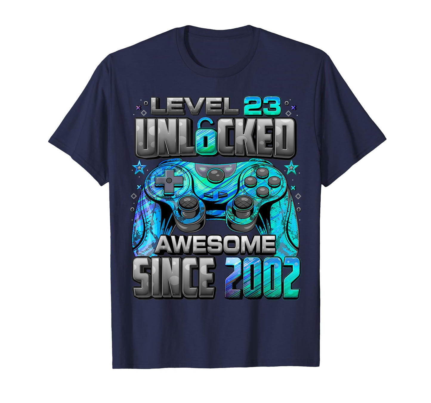 Level 23 Unlocked Awesome Since 2002 23rd Birthday Gaming T-Shirt