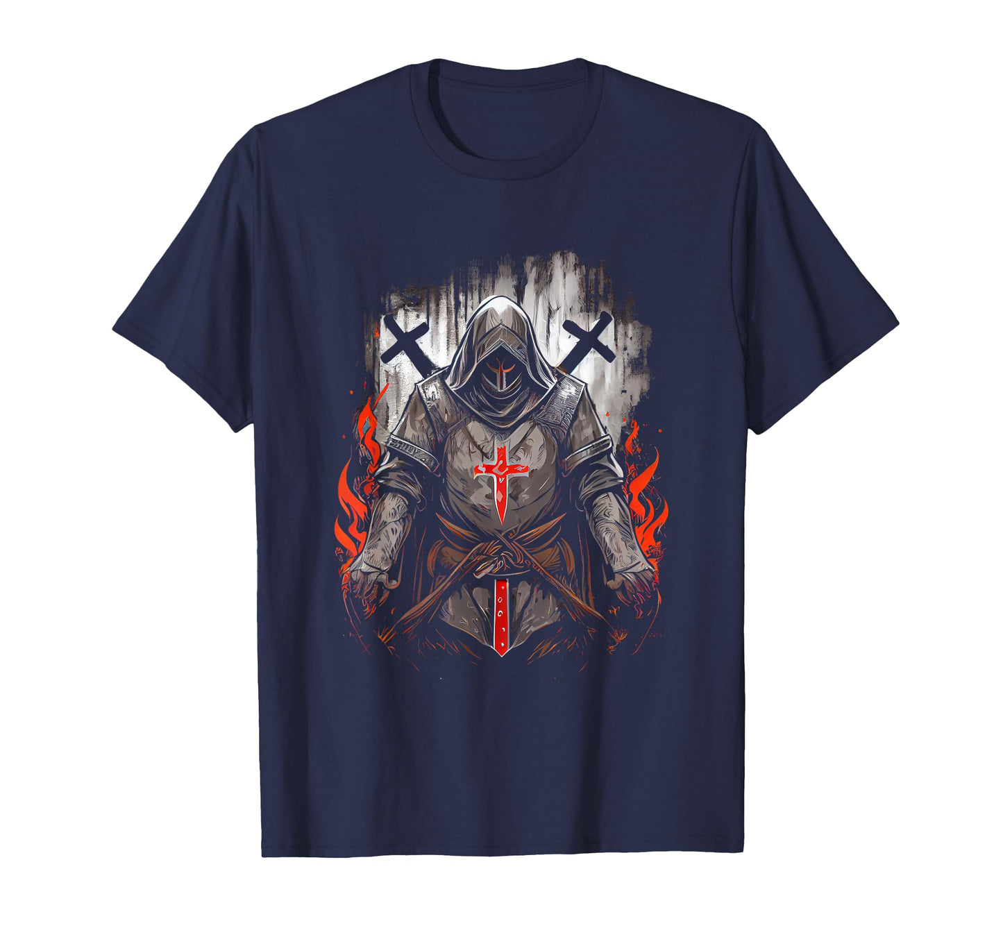 Knight Templar Kneeling Crusader Templar Warrior Of Christ T-Shirt