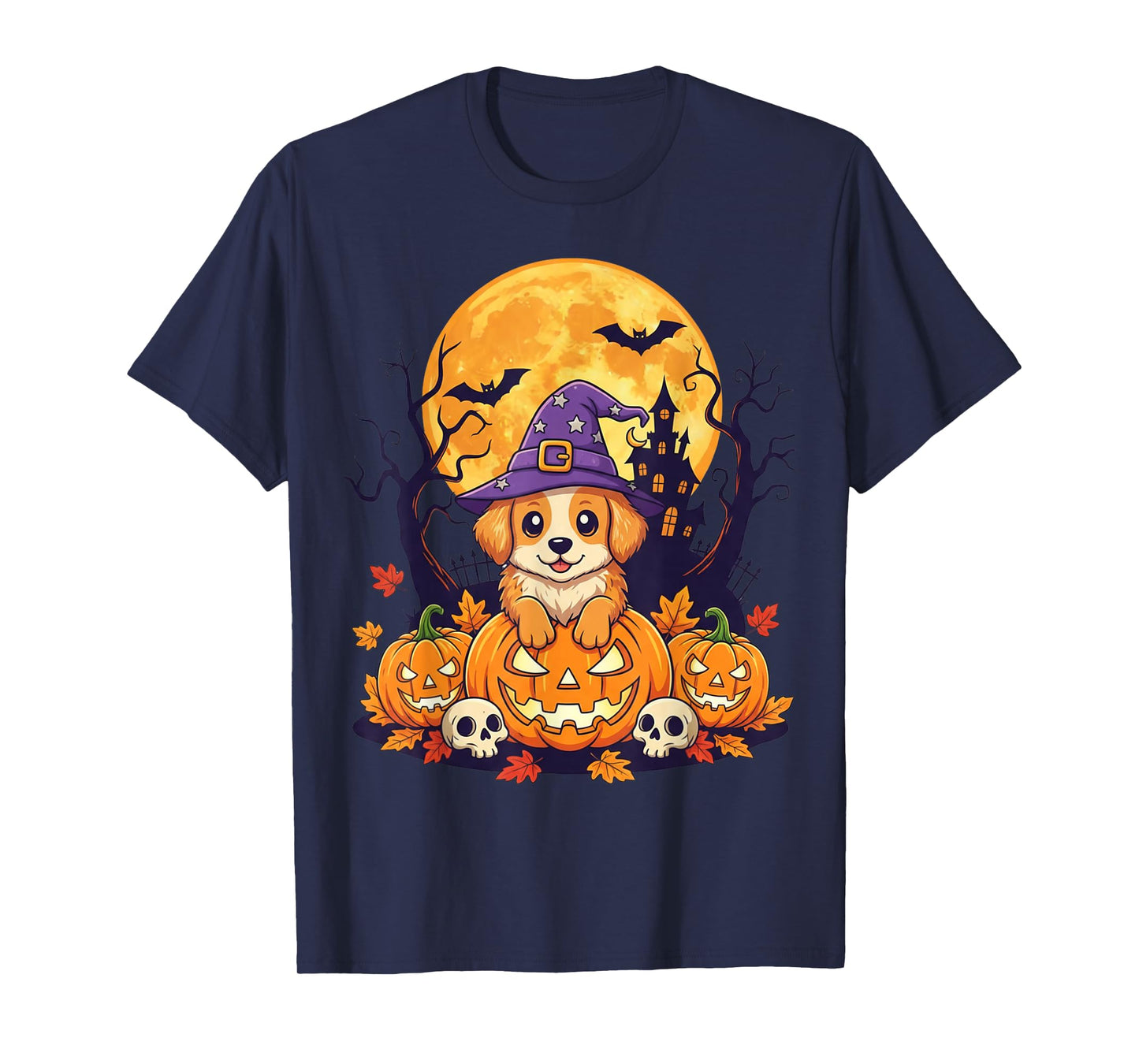 Halloween Dog Cute Puppy Costume Pumpkin Vintage Autumn T-Shirt