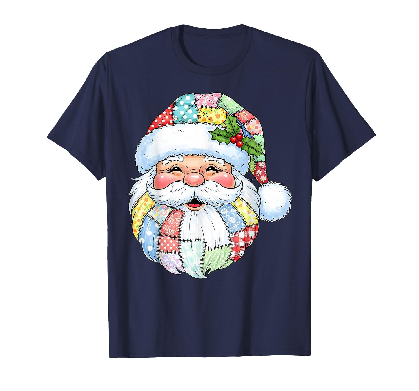 Patchwork Santa Claus Retro Christmas Funny Mens Womans Kids T-Shirt