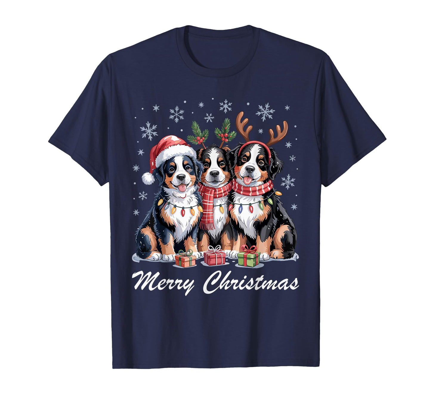 Bernese Mountain Merry Christmas Funny Dog Lovers Holiday T-Shirt