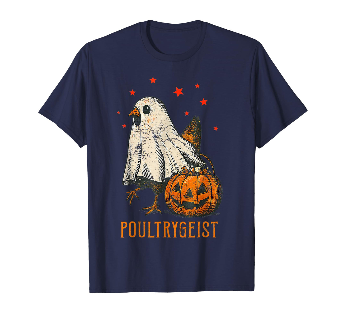 Poultrygeist Funny Halloween Chicken Ghost Costume Pumpkin T-Shirt