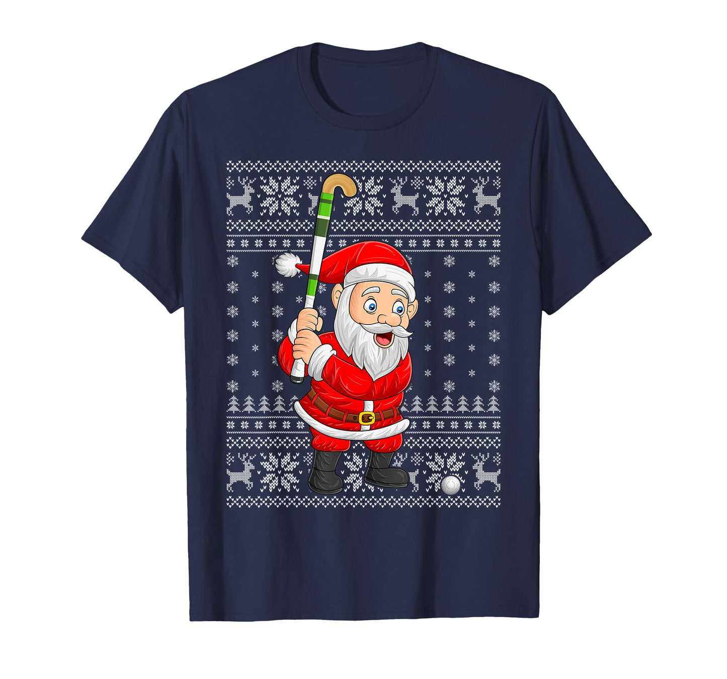 Santa Playing Hockey Ugly Christmas Sweaters Xmas T-Shirt