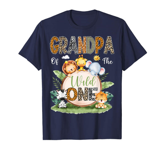 Grandpa Of The Wild One 1St Birthday Kids Safari Jungle T-Shirt