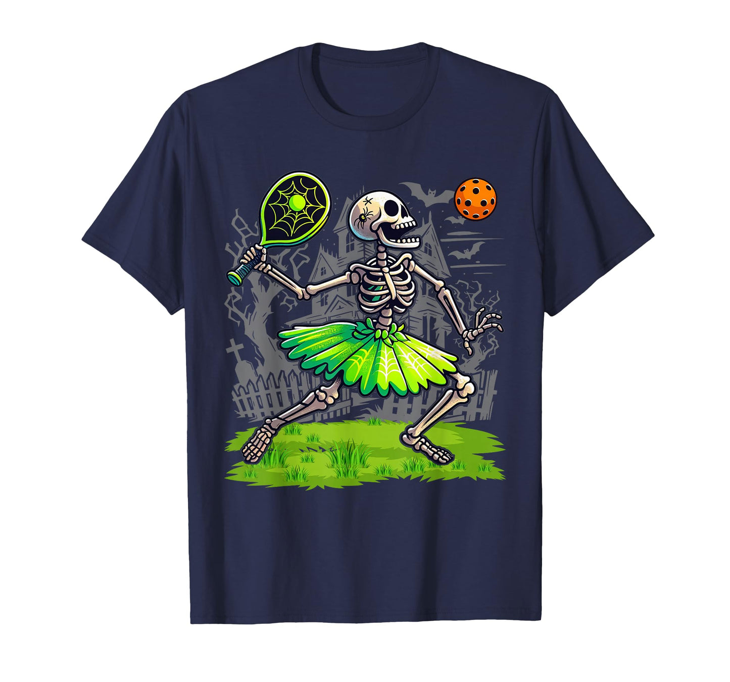 Spooky Pickleball Halloween Skeleton Women T-Shirt