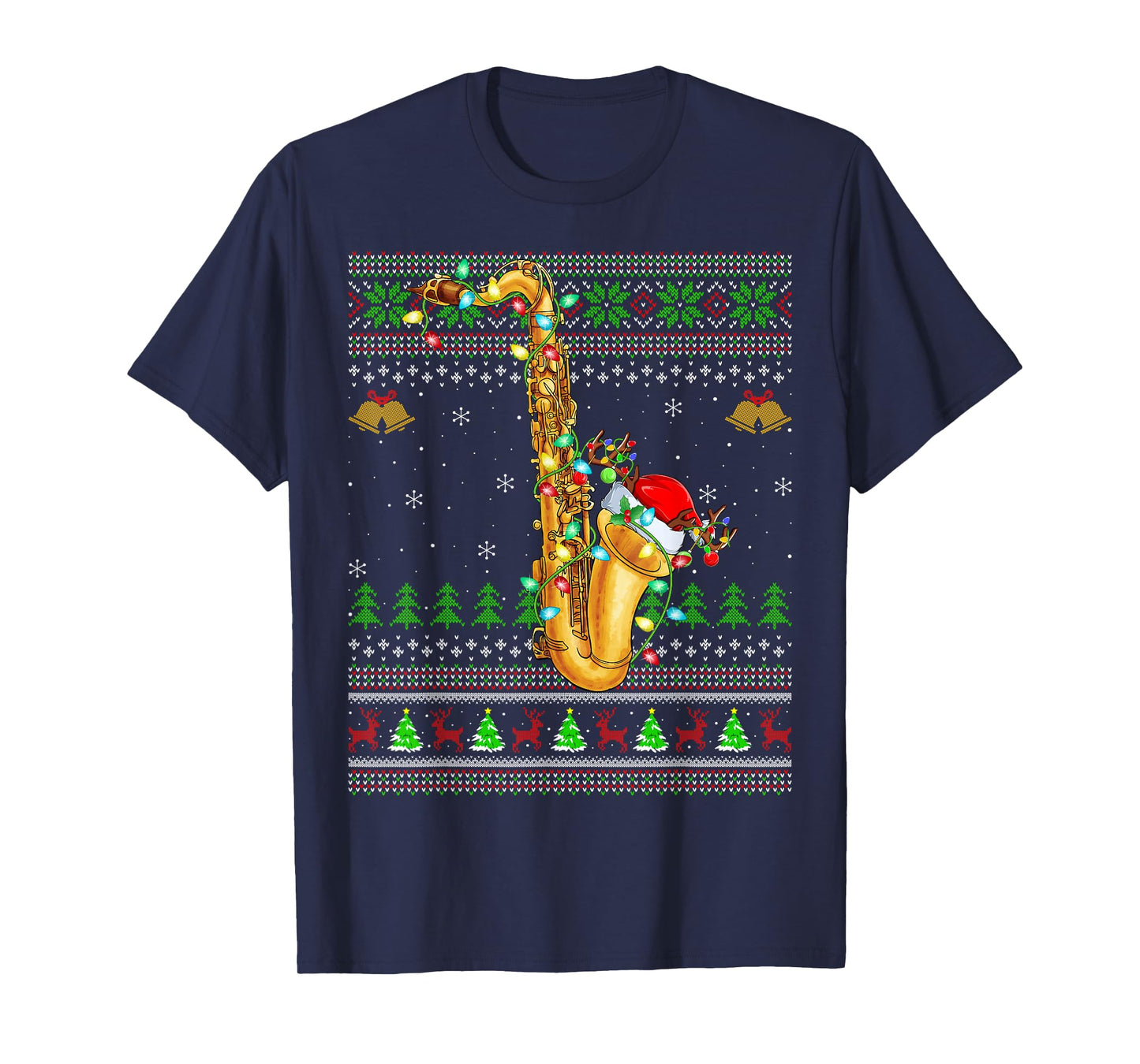 Saxophone Ugly Christmas Sweaters Saxophone Music Lover Xmas T-Shirt