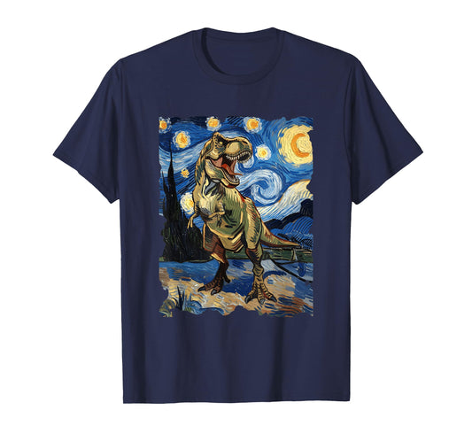 T-Rex Starry Night - Funny Van Gogh Painting Dinosaur T-Shirt
