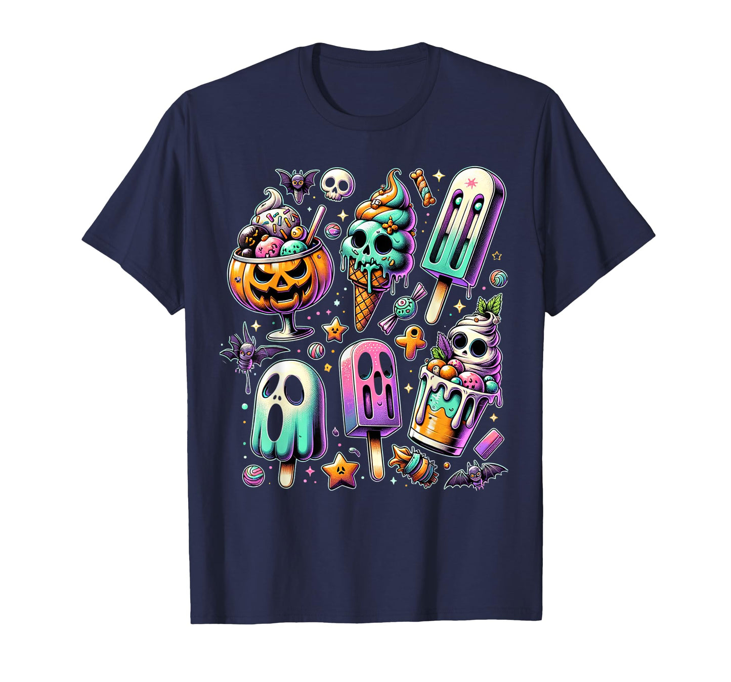 Vintage Horror Movie Summer Popsicle Halloween Summerween T-Shirt