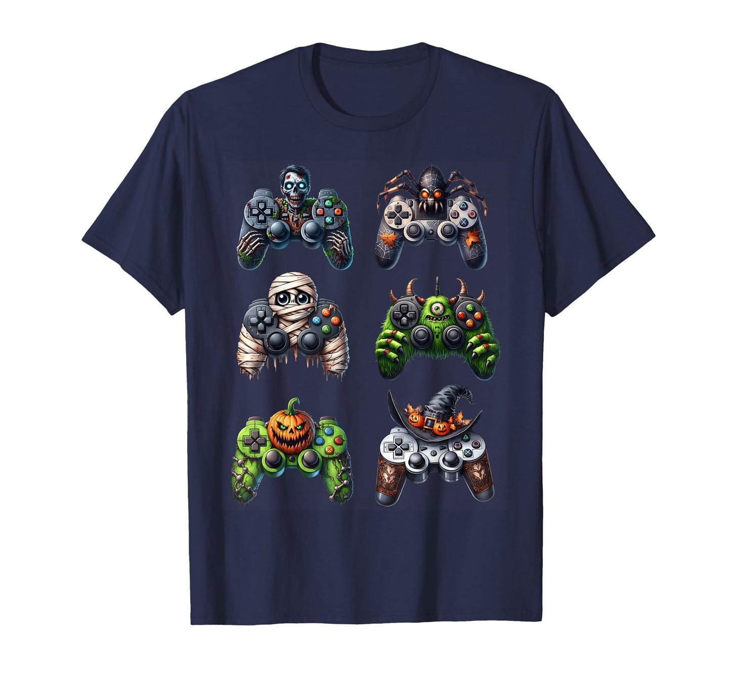 Skeleton Zombie Gaming Controllers Mummy Halloween Boys Kids T-Shirt