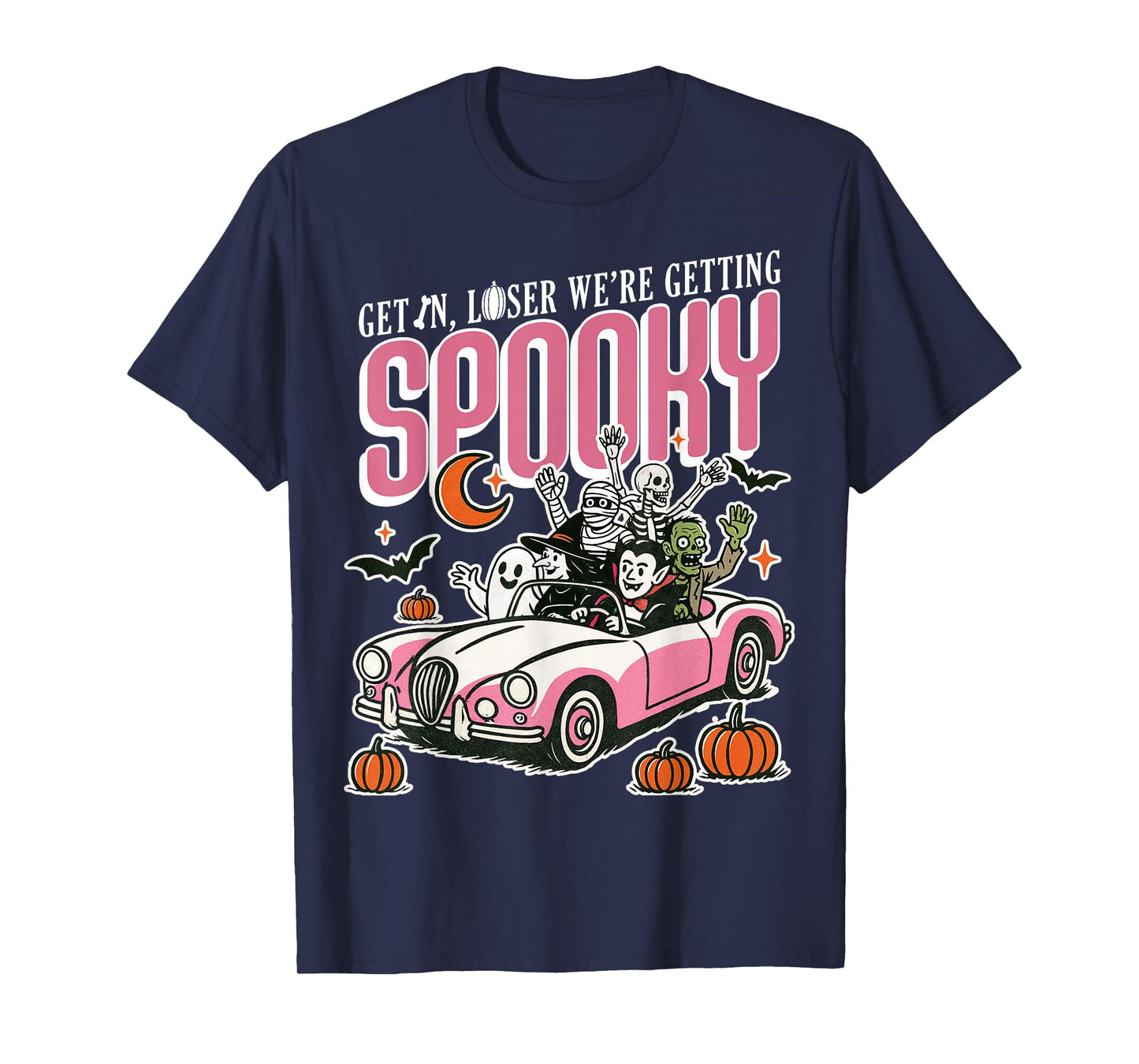 Retro Halloween Spooky Vintage Witch Skeleton Horror Pumpkin T-Shirt