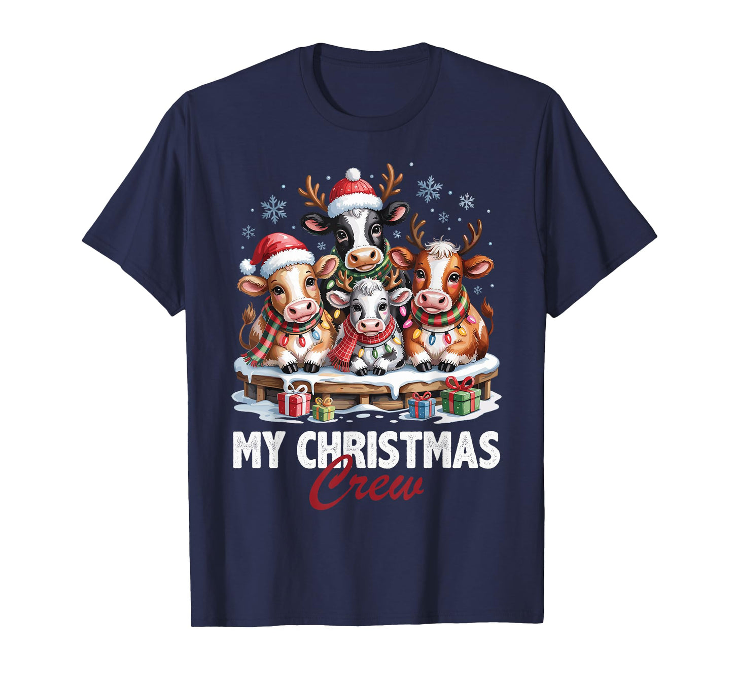 Cow Christmas Crew Cute Animals Lovers Funny Holiday Pajama T-Shirt