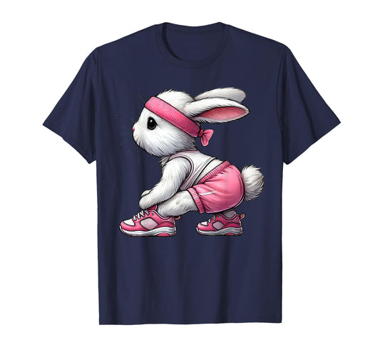 Easter Bunny Exercising Gym Fitness Workout Training T-Shirt