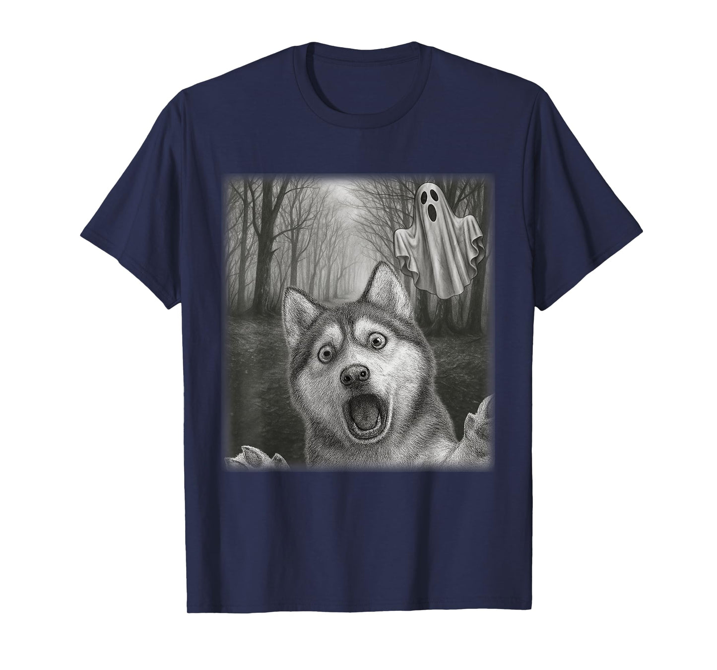 Funny Halloween Beagle Dog Selfie with Spooky Ghost T-Shirt