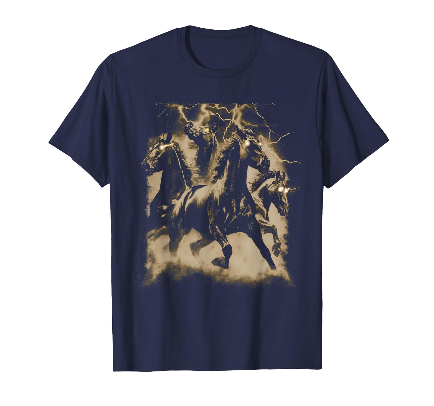 Vintage Horse Lightning Retro 80s 90s Western Grunge Graphic T-Shirt