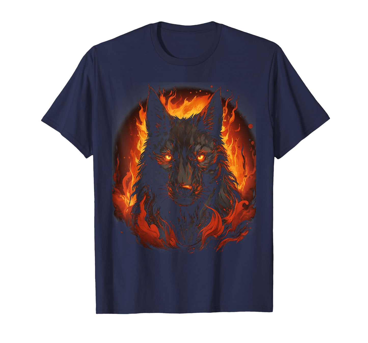 Wolf Howling Fire Mythical Creature Graphic T-Shirt