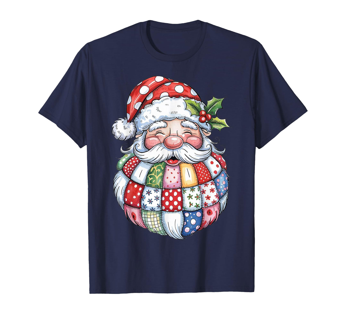 Patchwork Santa Claus Retro Christmas Funny Mens Womans Kids T-Shirt